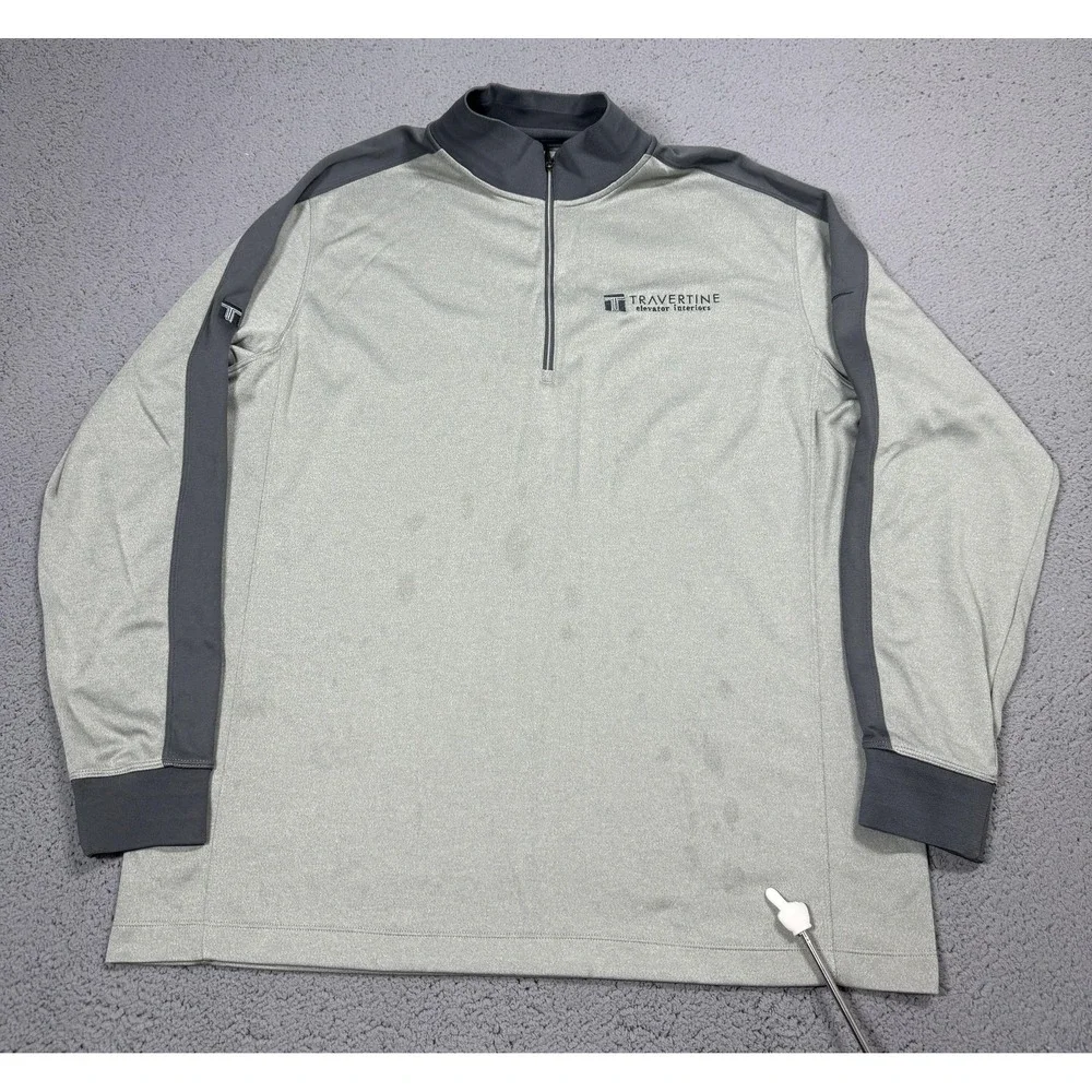 Nike Golf Dri-FIT Pullover Mens XL Gray 1/4 Zip Long Sleeve Golf Top Travertine